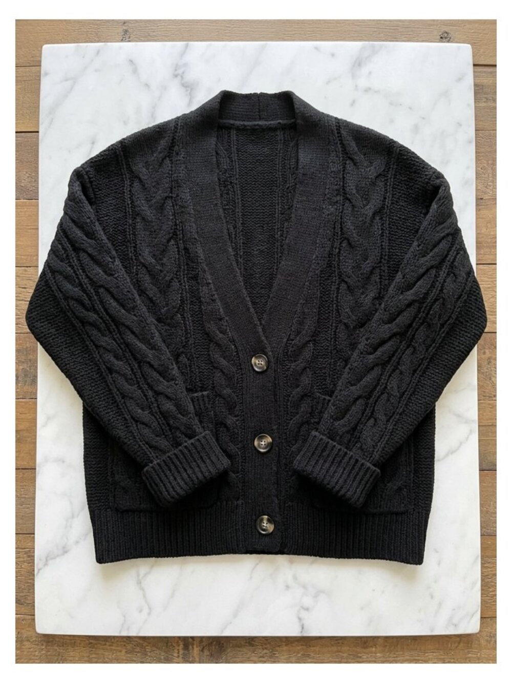 Women's Chunky Cable Knit Cardigan Sweater Button Down Fall